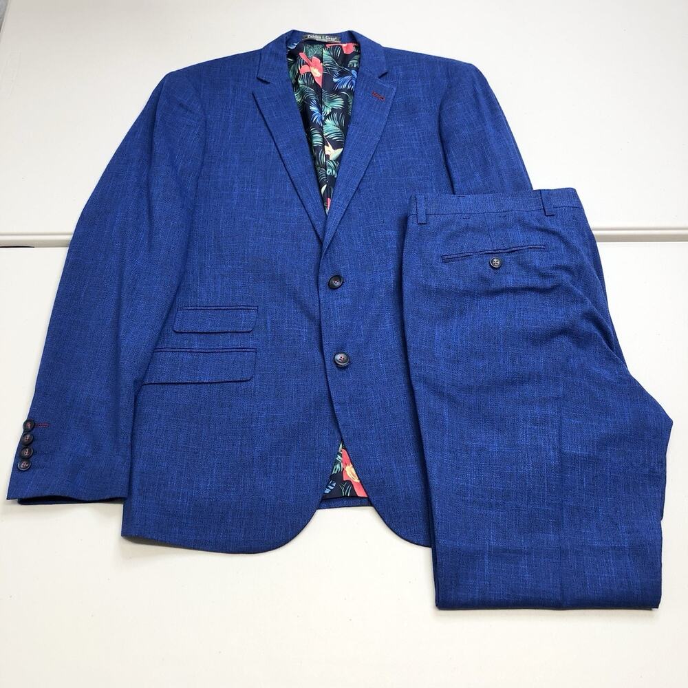 Paisley & Gray 2Piece Mens Slim Fit Suit 40R - 34x30 Blue Floral